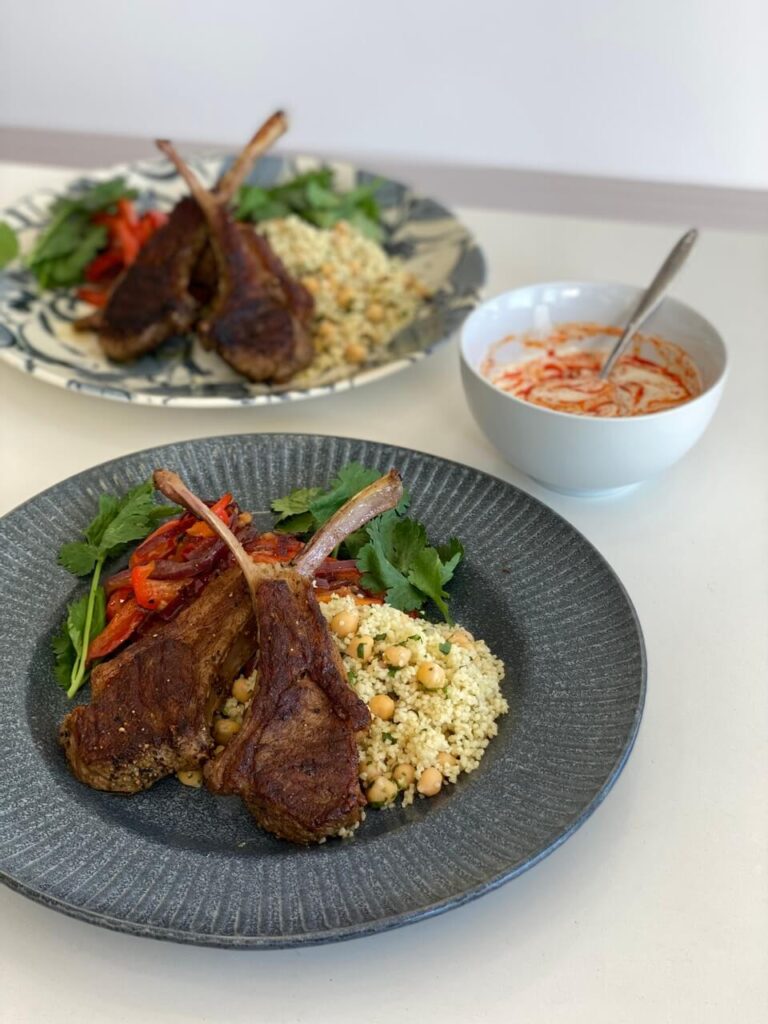 spiced lamb cutlets and couscous