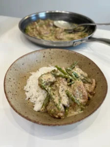 pork in a creamy mustard sauce