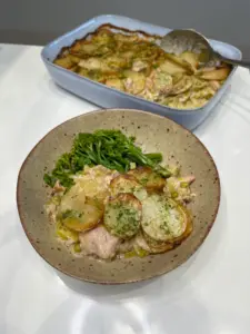chicken, bacon and leek hotpot