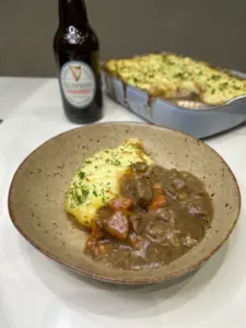 mash topped beef and guinness pie