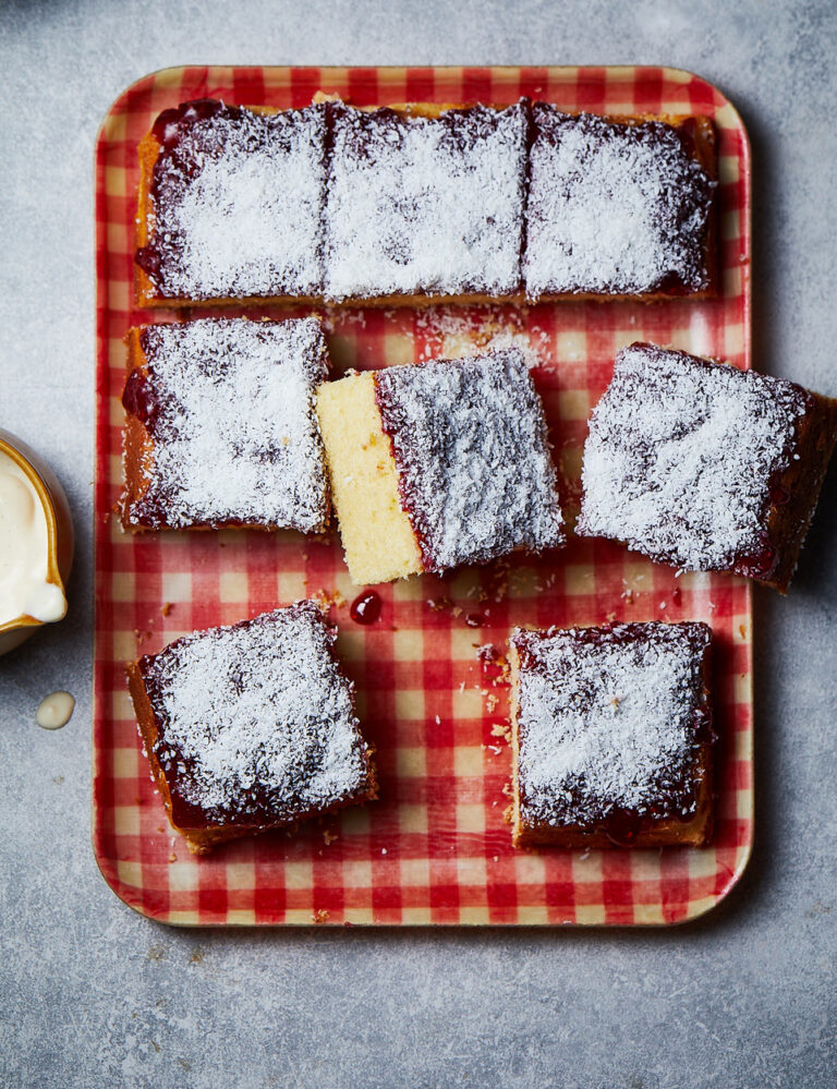 jam and coconut sponge