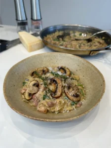 bacon and mushroom orzo