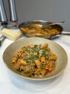 Creamy cajun beef pasta