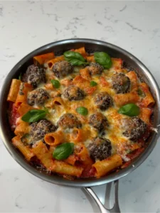 cheesy meatball pasta