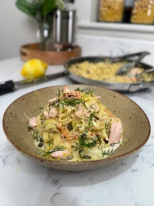 creamy salmon fettuccine
