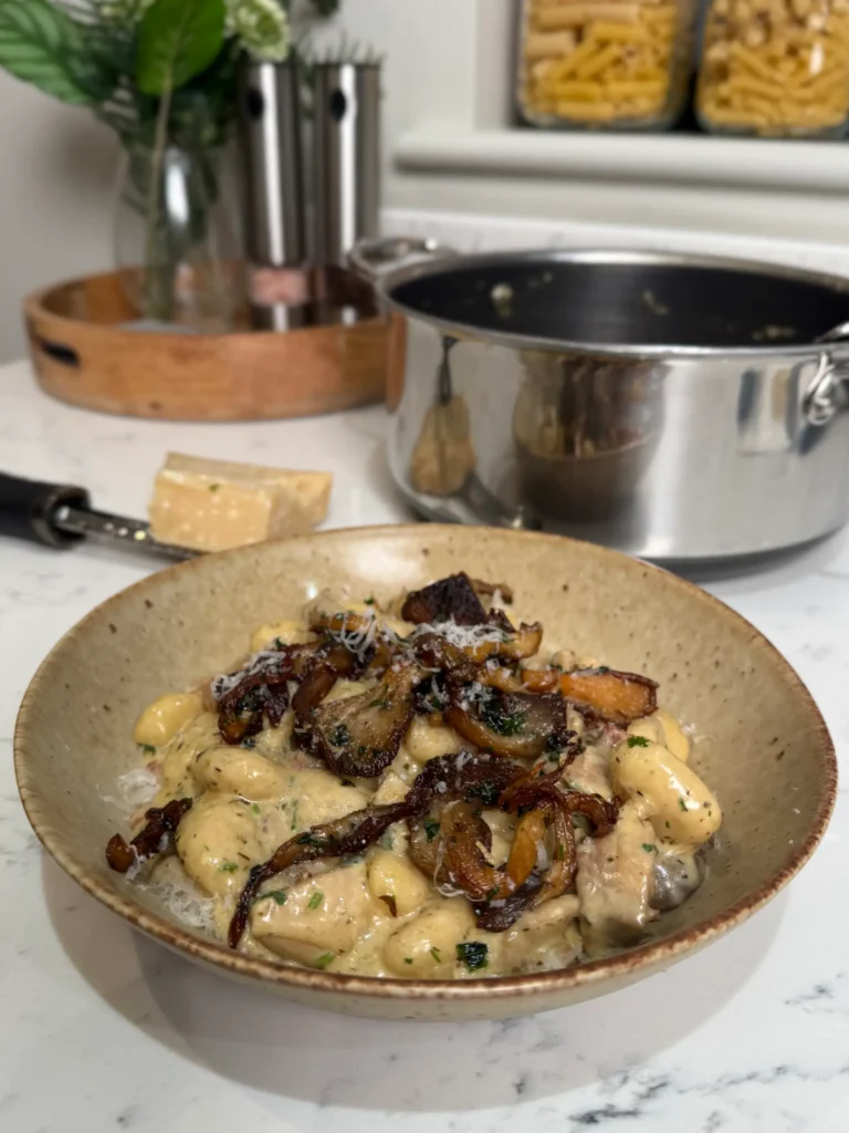 chicken, bacon, mushroom gnocchi