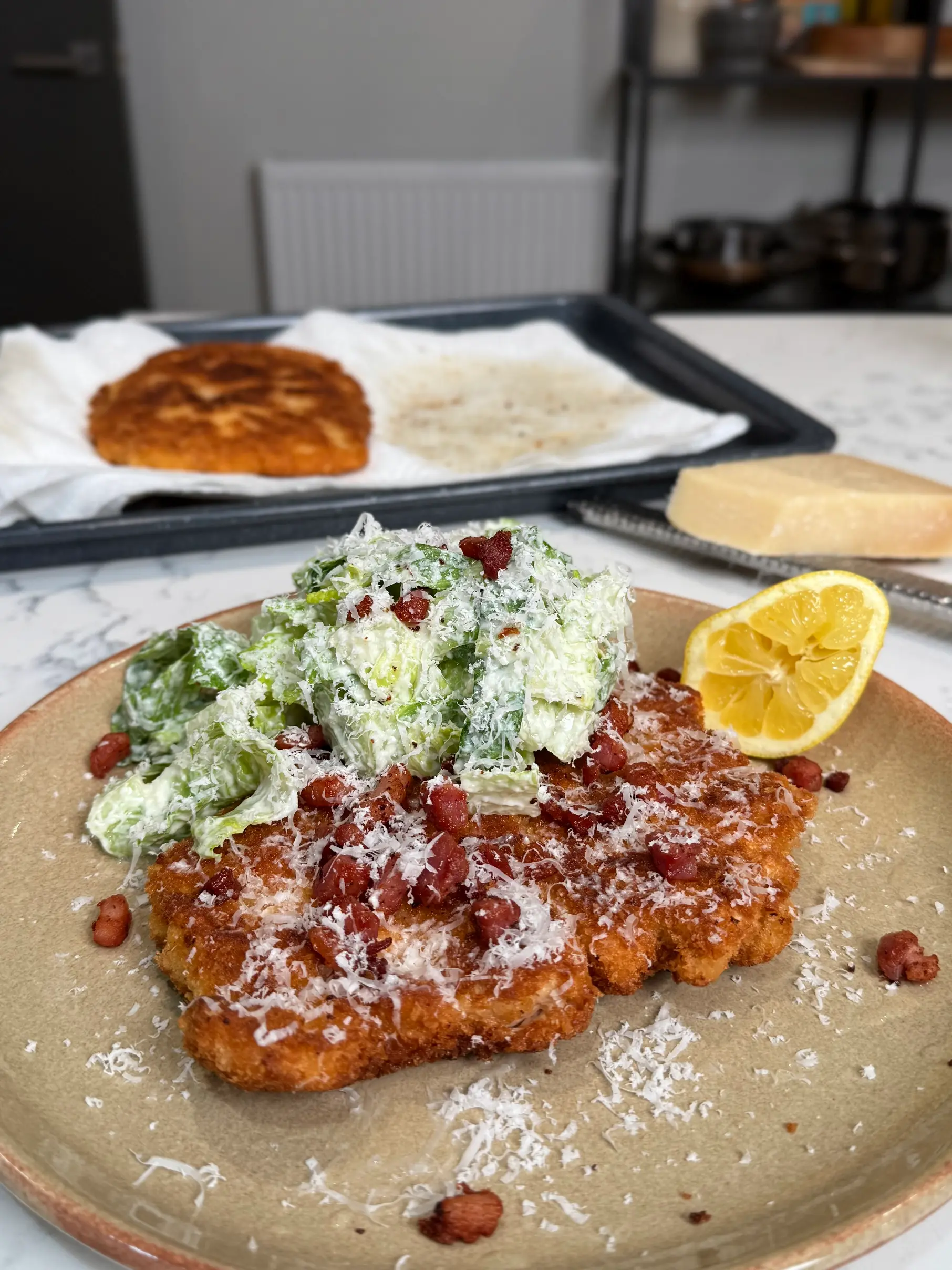 chicken caesar schnitzel