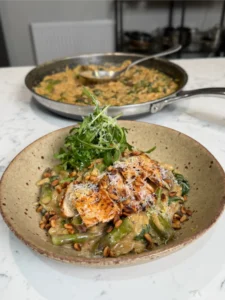 lemon chicken asparagus orzo