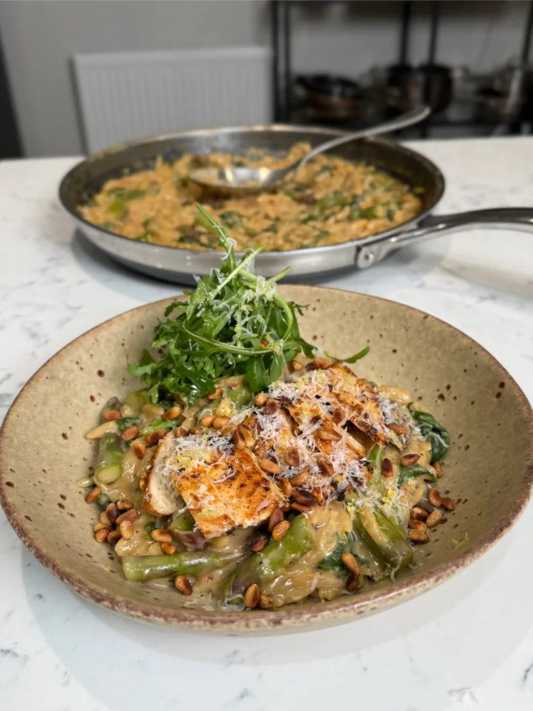 lemon chicken asparagus orzo