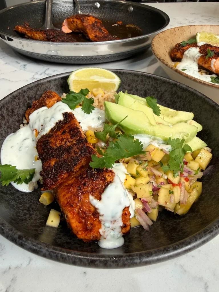 cajun salmon rice bowl