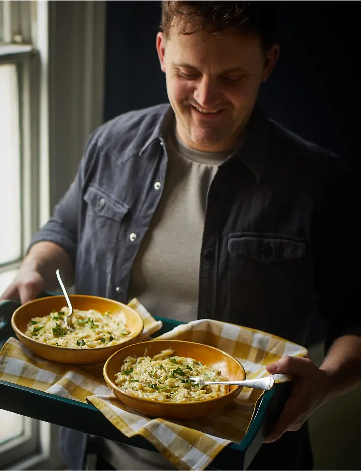garlic parmesan orzo