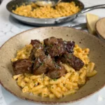 Garlic Butter Steak Bites with Creamy Parmesan Macaroni