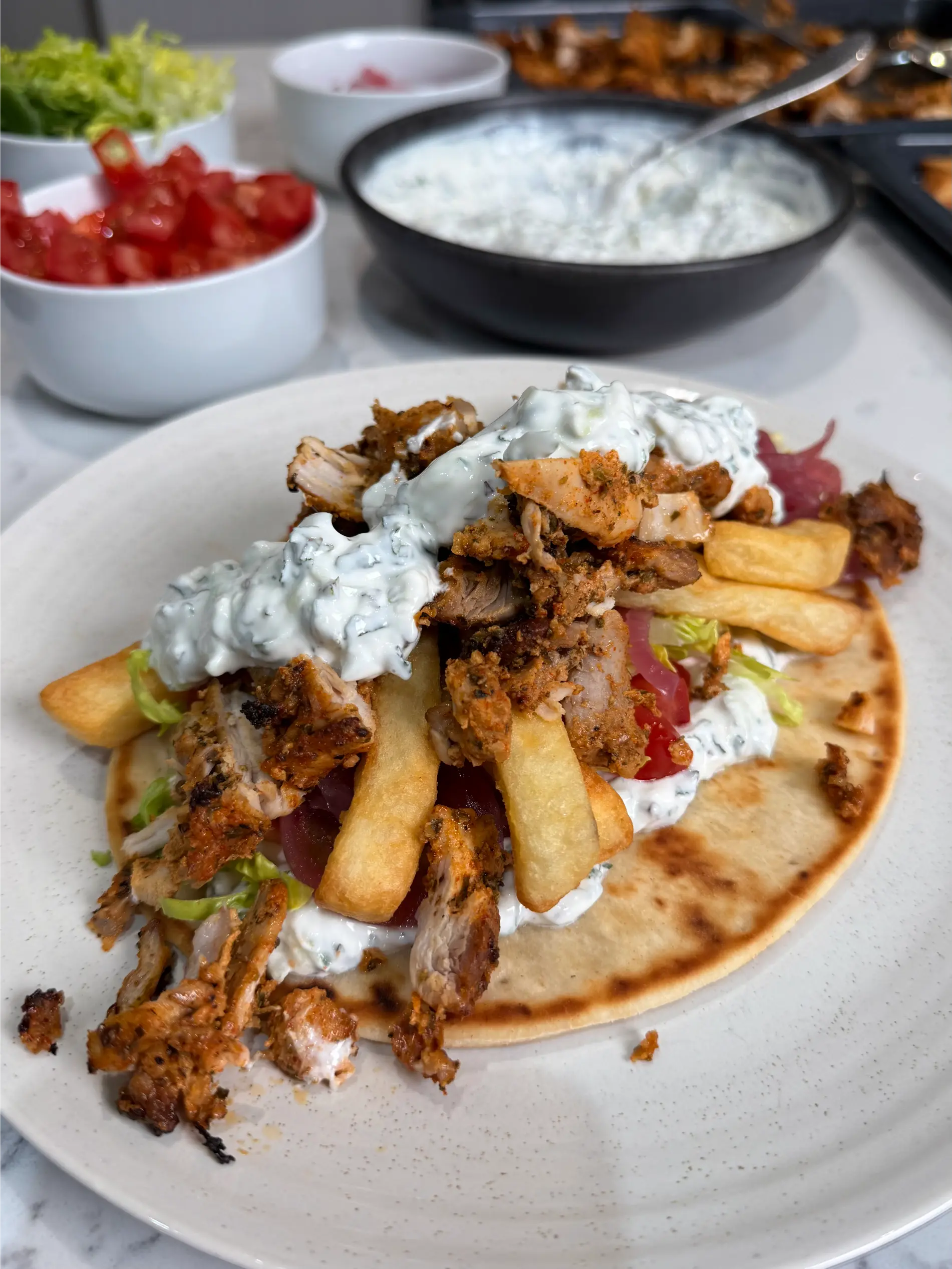 loaded greek chicken flatbreads