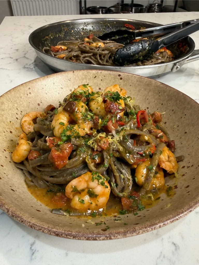 chorizo and prawn linguine
